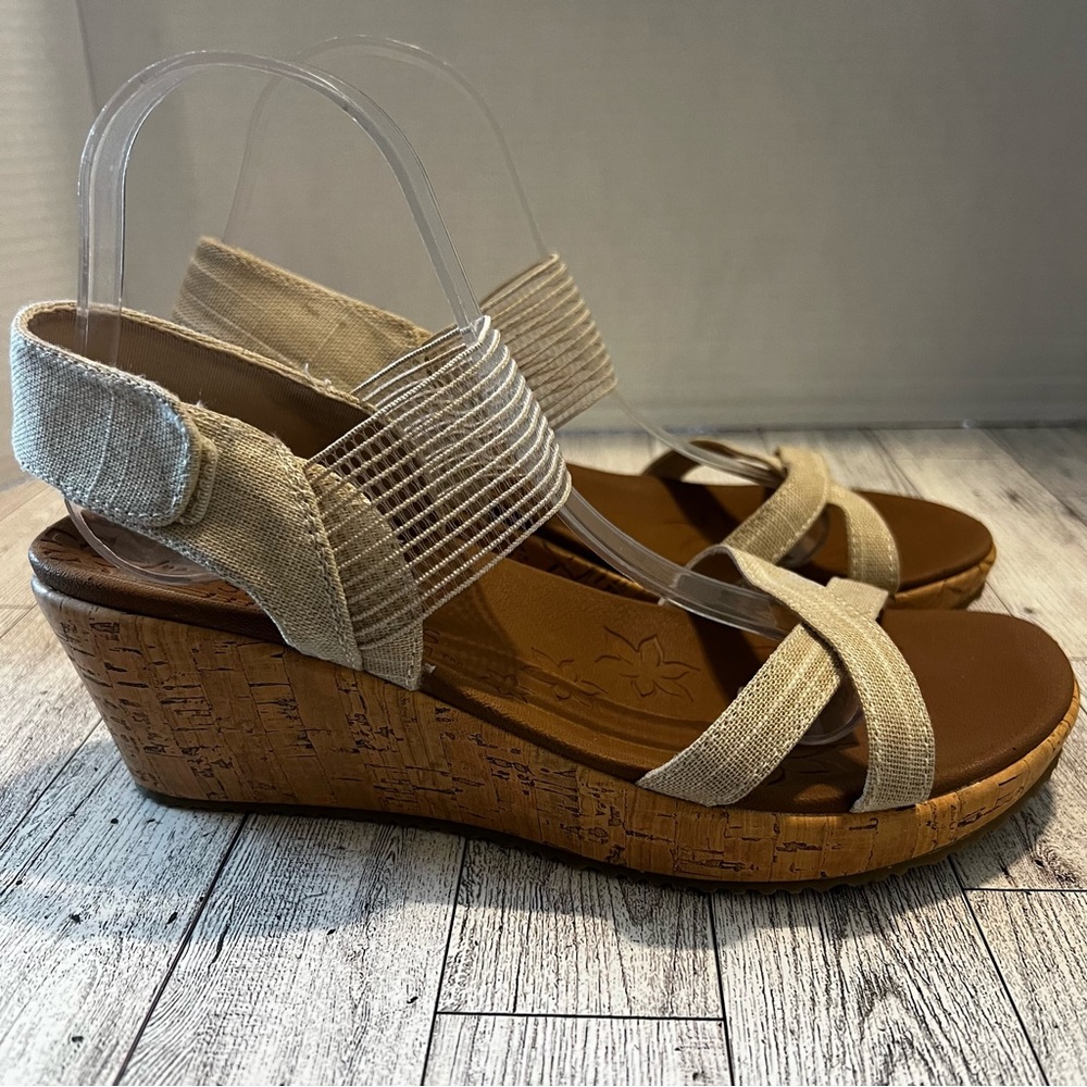 Skechers Women's Cork Beverlee Casual Outing Wedge Sandal Natural Size 9M